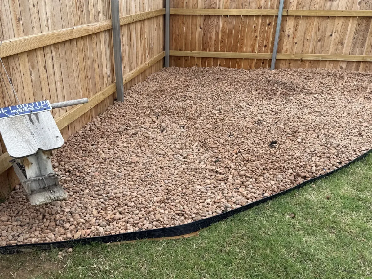 Rock bed after cleanup and install