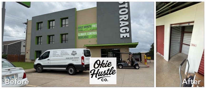 Before and after storage unit pickup and cleanout