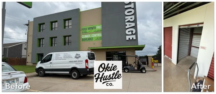 Before and after storage unit pickup and cleanout